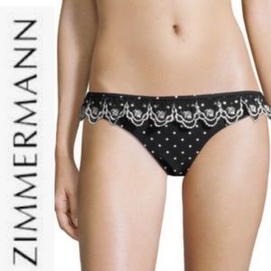 Zimmerman Black White Polka Dot Scollop Lace Swim Bikini Bottom